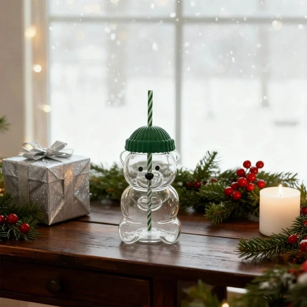 Green Bear Shaped Party Cup with Straw
